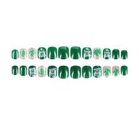 Piazza Premere Su Unghie Shamrock Unghie Finte Stick On 12 Dimensioni 24 Pz Punte Francesi Per FAI DA TE Decorazioni Artigianali Verde Shamrock Unghie