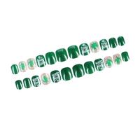 Piazza Premere Su Unghie Trifoglio Finto Stick Su 12 Dimensioni 24 Pz Punte Francesi Per FAI DA TE Decorazioni Artigianali Verde Shamrock Unghie Finte