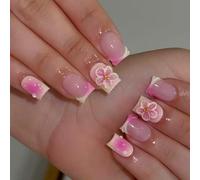 Piazza premere sulle unghie Fiore Colle finte su acrilico artificiale 24pcs Stick On Per Le Donne Ragazze Design Unghie Finte