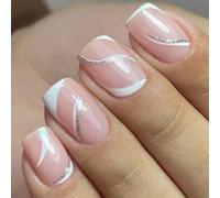 Piazza Unghie Punte Acriliche Colle Finte Sulla Stampa Su Artificiale Falso Stick On Per Le Donne Su Nail Bara Mandorla Francese Tip On