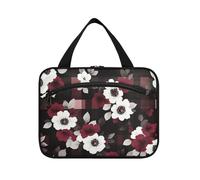 Piazze di fiori rossi e blu appesi borse da viaggio per le donne articoli da toeletta con gancio, borsa da toilette impermeabile di design appeso per viaggi donne bolso para maquillaje L