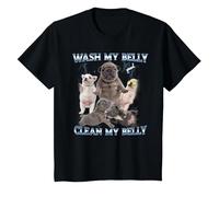 Pibble Dog Wash Clean My Belly Meme Divertente Maglietta, Bambini, Nero, 12 Anni