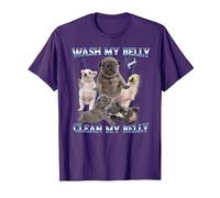 Pibble Dog Wash Clean My Belly Meme Divertente Maglietta, Uomo, Viola, L