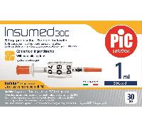 SIRINGA PER INSULINA PIC INSUMED 1 ML 100 UI AGO GAUGE 30 LUNGHEZZA 8 MM SENZA SPAZIO MORTO 3 SACCHETTI DA 10 PEZZI