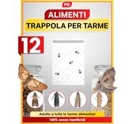 PIC Trappole Farfalline Alimentari 12x - Antitarme per Cucina e Dispensa | Senza insetticidi, cattura le farfalline del cibo, protegge farina, pasta e cereali fino a 8 settimane