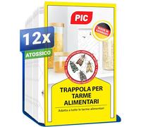 PIC Trappole per Tarme Alimentari 12X - Trappola Farfalline Alimentari con Feromoni, Antitarme Alimentari per Dispensa e Cucina, Trappole Adesive contro le Farfalline del Cibo per il Diagnosi Precoce