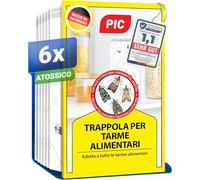 PIC Trappole per Tarme Alimentari 6X - Trappola Farfalline Alimentari con Feromoni, Antitarme Alimentari per Dispensa e Cucina, Trappole Adesive contro le Farfalline del Cibo per il Diagnosi Precoce