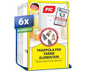 PIC Trappole per Tarme Alimentari 6X - Trappola Farfalline Alimentari con Feromoni, Antitarme Alimentari per Dispensa e Cucina, Trappole Adesive contro le Farfalline del Cibo per il Diagnosi Precoce