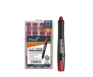 Pica Visor permanent Longlife Industrial Marker rosso n. 990/40 + Pica Visor Permanent Mine di ricambio rosse n. 991/40