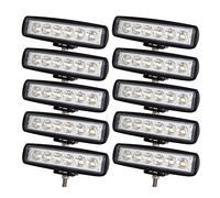 PICAA 10pcs Mini Faro da Lavoro Led Fuoristrada, 6 pollici 18W 12v 24v Luci Led Fari Led Fendinebbia per Auto Off road 4x4 Trattore SUV ATV Camion, Spot Fascio bianca 6000K