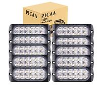 PICAA 10pz Ultra Thin 12LED Luci di Emergenza Ambra Hazard Lampeggiante Luce Stroboscopica Luce Universale per 12-24V Car Truck Trailer Camper Moto Furgone