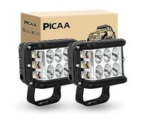PICAA 2 Pz Strobe Faro da lavoro a LED, 3 Sides Shooter 4 pollici 60W Luce da lavoro, 12V 24V Luci di Guida Lampada per Auto Off road Boat Truck 4x4 SUV ATV Trattori, 3000K 6000K bianco ambra
