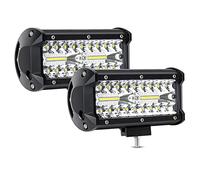 PICAA 2pcs 7 pollici 17cm 120W Barra luminosa a led, Tripla Fila fuoristrada Barra Luce Led, Fascio combinato Spot Flood bianca 6000K 12V 24V CC Luci di Lavoro Esterno per Auto SUV UTE ATV 4x4