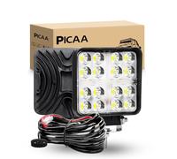 PICAA 2Pcs Faro da Lavoro Led, 4.3 Pollici 48W Spot Luci di Lavoro a Led, Per Auto Fuoristrada Trattore Camion ATV 4x4,12V doppio colore 3000K 6000K Bianco Ambra doppio colore con cablaggio