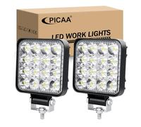 PICAA 2pcs Mini Faro da Lavoro Led Fuoristrada, 3.3 Pollici 48W 12v 24v Luci Fari Fendinebbia per Auto Off Road 4x4 Trattore SUV ATV Camion, Spot Fascio Bianca 6000K