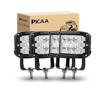 PICAA 4 Pz Strobe Faro da lavoro a LED, 3 Sides Shooter 4 pollici 60W Luce da lavoro, 12V 24V Luci di Guida Lampada per Auto Off road Boat Truck 4x4 SUV ATV Trattori, 3000K 6000K bianco ambra