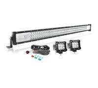 PICAA 42 Pollici 540W Barra Led Fuoristrada+2x 4 36W Faro da Lavoro Led+Cablaggio Kit, Tripla Fila Barra Luminosa a Led per Auto Camion 4X4 SUV ATV Trattore 12V 24V Fari Led