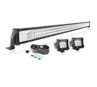 PICAA 52 Pollici 675W Barra Led Fuoristrada+2x 4 36W Faro da Lavoro Led+Cablaggio Kit, Tripla Fila Barra Luminosa a Led per Auto Camion 4X4 SUV ATV Trattore 12V 24V Fari Led