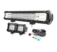 PICAA 52cm 20 Pollici 288W Barra Led Fuoristrada+2x 4 36W Faro da Lavoro Led+Cablaggio Kit, Tripla File 6000K Bianco Auto Camion 4x4 Barra Luminosa a Led 12V 24V Fari Led
