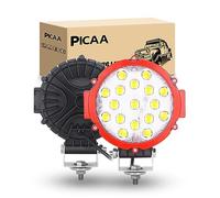 PICAA Faro da Lavoro LED 51W 7 Pollici Rosso Tondo Spot Light per Fuoristrada, Fendinebbia, Barca, SUV e Trattore