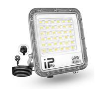 PICAA Lampada da esterno a LED da 50W, luce da lavoro LED 5000LM 6500K, Luce di sicurezza a LED impermeabile IP65 con spina per porta d'ingresso, magazzino, parcheggio, cortile, strade (1pz)
