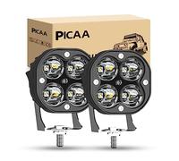 PICAA Lampada Led Spot 2 Pezzi Bianca 3 Pollici 40W Barra Guida per 4x4 Ford Pick Up ATV UTV SUV Motocicletta Nebbia 12V 24V Scooter Trattore RV