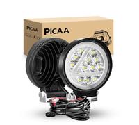 PICAA Luci da lavoro a Led, 2 Pezzis 36W Spot Rotondo Faro da Lavoro Led, Per Auto Fuoristrada Trattore Camion ATV 4x4,12V 24V doppio colore 3000K 6000K Bianco Ambra con cablaggio