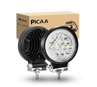 PICAA Luci da lavoro a Led, 2 Pezzis 36W Spot Rotondo Faro da Lavoro Led, Per Auto Fuoristrada Trattore Camion ATV 4x4,12V 24V doppio colore 3000K 6000K Bianco Ambra
