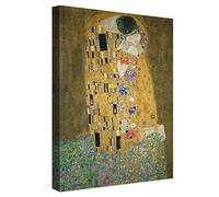 PICANOVA - Gustav Klimt The Kiss 30x40cm - Quadro Su Tela - Stampa Incorniciata Con Spessore Di 2cm Altre Dimensioni Disponibili Decorazione Moderna