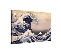 PICANOVA - Katsushika Hokusai - The Great Wave off Kanagawa 120x80cm - Quadro Su Tela - Stampa Incorniciata Con Spessore Di 2cm Altre Dimensioni Disponibili Decorazione Moderna - Arte Classica