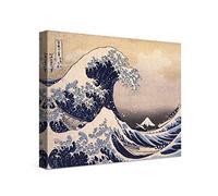 PICANOVA - Katsushika Hokusai - The Great Wave off Kanagawa 40x30cm - Quadro Su Tela - Stampa Incorniciata Con Spessore Di 2cm Altre Dimensioni Disponibili Decorazione Moderna - Arte Classica