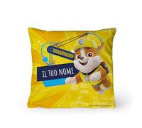 PICANOVA - PAW Patrol Cuscino con Nome 40x40 cm Rubble - Cuscino Personalizzato per Bambini - Cuscino Decorativo con Imbottitura e Federa - Cuscino per Bambini con Cane Cartone Animato