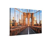 PICANOVA - Quadro Moderno - New York Brooklyn Bridge 120x80cm - Stampa Su Tela Incorniciata Con Spessore Di 2cm Altre Dimensioni Disponibili Decorazione Moderna - Collezione New York