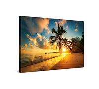 PICANOVA - Stampa su Tela 120x80cm Tramonto sulla Spiaggia dell'Oceano - Quadro su Tela Moderno Incorniciato con Spessore di 2cm - Arte della Parete - Foto Decorazione Come Dipinto per Soggiorno