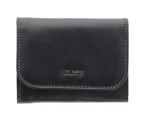 Picard Portafoglio da donna ETERNITY 1, in vera pelle, medio, con bottone automatico, per tutti i giorni, lavoro, uscite, Nero, 12,5x10x2,5 cm, Classico