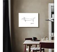 Picasso Creativo Linea Astratta Stampa Bassotto Cane Tela Nordico Minimalista Arte della Parete Pittura Immagini Soggiorno Decor 55x85 cm/22x34 in con Cornice Dorata