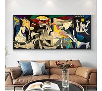 Picasso Guernica Dipinti d'Arte Stampa su Tela Famosi Picasso Riproduzioni di Opere d'Arte Immagini di Arte della Parete per la Decorazione Domestica 55x113cm(22x44in) Con Cornice