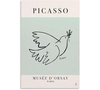 Picasso Stampe Picasso La Pace Colomba Linea Poster Picasso Tela di Canapa Arte Della Parete Picasso Pittura Immagine Estetica Per La Decorazione Della Parete Della Casa 50x70cm Senza Cornice