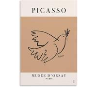 Picasso Stampe Picasso La Pace Colomba Linea Poster Picasso Tela di Canapa Arte Della Parete Picasso Pittura Immagine Estetica Per La Decorazione Della Parete Della Casa 50x70cm Senza Cornice