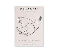 Picasso Stampe Picasso La Pace Colomba Linea Poster Picasso Tela di Canapa Arte Della Parete Picasso Pittura Immagine Estetica Per La Decorazione Della Parete Della Casa 50x70cm Senza Cornice