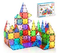 PicassoTiles 100 Pezzi Piastrelle Magnetiche, Costruzioni STEM per Bambini | Forme traslucide, connessioni robuste, creatività 2D e 3D, motricità fine, pensiero spaziale, gioco aperto, età 3+, autonomia