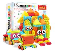 PicassoTiles 116 Pezzi Hedgehog, Blocchi STEM con Personaggi per Bambini 3+ | Forme colorate, incastro multidirezionale, creatività aperta, coordinazione occhio mano, facile unione e separazione autonoma