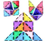 PicassoTiles 12 Pcs Magnetic Building Block Set Right Triangle Magnet Tiles Construction Toy STEM Learning Kit Educational Playset Playboard Pretend Play Stacking Blocks Child Brain Development PTE02