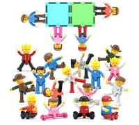 PicassoTiles 16 Piece Character Action Figures Toddler Toy Set Expansion Variety Pack Magnet Education Construction Blocks STEM Learning Kit Pretend Play Toys for Magnetic Building Block Tiles PTA08