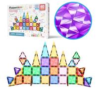 PicassoTiles 40 Pezzi Piastrelle Magnetiche Blocchi di Costruzione Serie Diamante Mini Dimensione Giocattoli Magnetici Dimensione da Viaggio Magneti Portatili Giocattoli Sensoriali da Costruzione