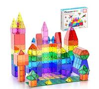 PicassoTiles 60 Pezzi Tessere Magnetiche, Clear 3D Building Blocks, STEM 3+ | apprendimento sensoriale Montessori, presa facile per manine piccole, gioco di gruppo, idea regalo asilo, bordi lisci sicuri