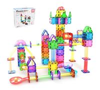 PicassoTiles 70 pezzi Piastrelle magnetiche per pista da corsa in marmo Set di giocattoli educativi per costruzioni magnetiche Playset Kit didattico STEM Sviluppo del cervello del bambino