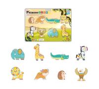 PicassoTiles Blocchi da costruzione magnetici, 8 animali safari, action figure magnetizzate, compatibili con giocattoli magnetici di montaggio, costruzione e mattonelle, set di giocattoli accessori