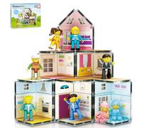 PicassoTiles Magnetic Tile Building Block Family Homestead Doll House Theme Playset 8 personaggi Action Figures Double Sided Magnetic Tiles Printing STEM Education Learning Kit Toy Set Kids Ages 3+