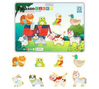 PicassoTiles Magnetic Tile Building Blocks 8 Magnetic Farm Animal Action Figures Characters Construction Tiles Compatible Pretend Play Preschool Toy STEM Education Learning Girls Boys Ages 3+ PTA27